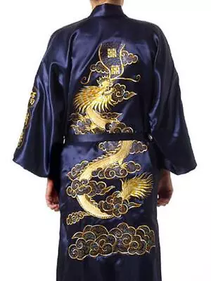 Men's Japanese Chinese Kimono Dressing Gown Bath Robe Nightwear  • £22.99