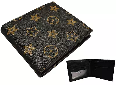 Men Grain Brown Star Gold Wallet Faux Leather ID Card Cash Zip Coin Pouch 203 UK • £9.06
