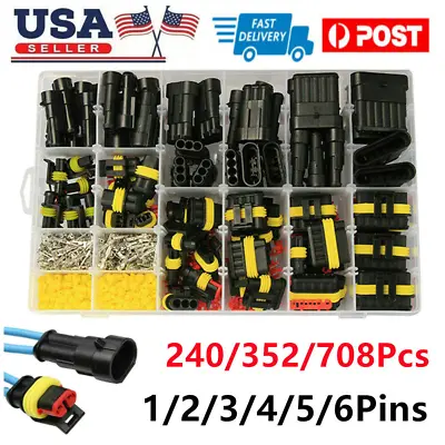 $10.45 • Buy 708Pcs Car Automotive Waterproof Electrical Wire Connector Plug 1-6 Pin Kit US