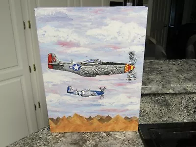 Paintings On Canvas Hand Painted Vintage Airplanes 16  X 12  And 2  Thick   • $16.95