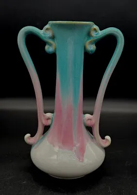 Vtg Cliftwood Art Pottery Morton Illinois Tri-Color Vase 8½  **see Description  • $34