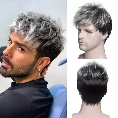 Men's Wig Short Curly Hair Fashion Cosplay Wigs Daily Hairstyle Brown Wigs • $14.87