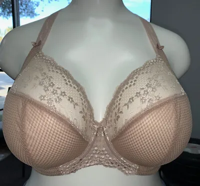 NWT-Elomi  Charley  Full Figure Wire Lace Bra #EL4380 W/ Rear J-hook Color: FAWN • $33.99