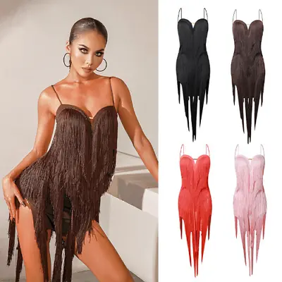 New Latin Dance Dress Sexy Tassel Dance  Latin Competition Practice Fringe Dress • £177.24