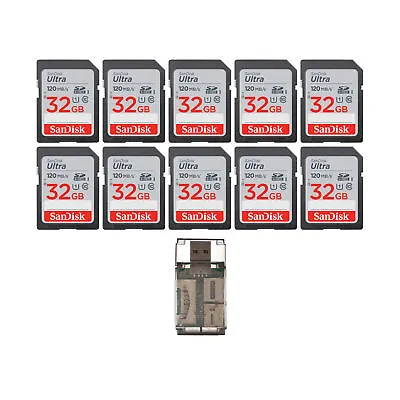 SanDisk 32GB Ultra SDHC UHS I Memory Card W High Speed USB Card Reader 10 Pack • $69.99