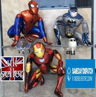 Large Self Stand 3d Superhero Spiderman Batman Iron Man Birthday Foil Balloon  • £4.75