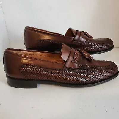 Magnanni Woven Leather Tassel Loafers Men’s 12 M Brown Leather Dress Shoes  • $55