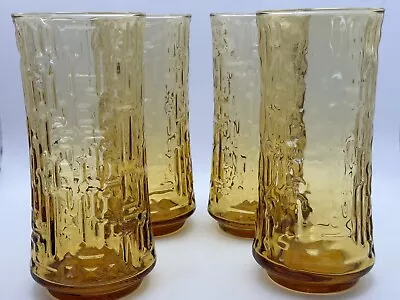 4 VTG MGM Libbey Artica Gold Geometric Textured Drinking Glasses Discontinued  • $25