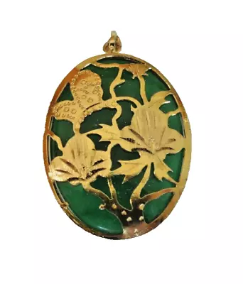 Vtg Peking Glass W Gold Gilt Overlay Pendant Asian Influence Beautiful • $54.40
