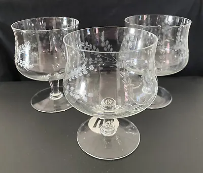 Vintage Crystal Footed Glass Set Of 3 Leaves Shrimp Cocktail • $45