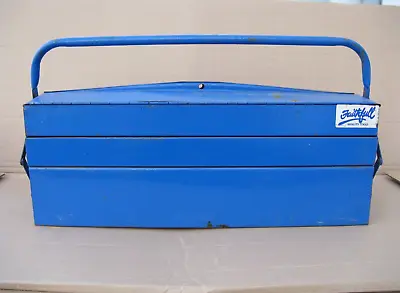 Vintage Faithfull Cantilever Blue Metal Tool Box Storage Handle 3 Tiers 5 Trays • £20