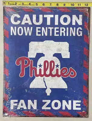 Caution Philadelphia Phillies Fan Zone Metal Tin Sign Man Cave Garage 16 X 12.5 • $17.95