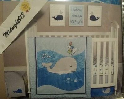 $39.99 • Buy New Trend Lab Nautica  Whale Time  4 Piece Crib Bedding Set. 