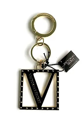 Victoria’s Secret Keychain Charm V Logo Black Gold - Metal - New • $14.49