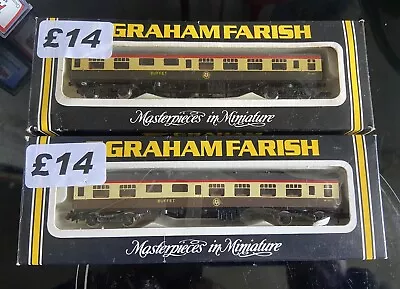 2 X G Farish 0754 BR MK1 Buffet Car Coach Brown Cream RN W1822 N Gauge Boxed • £23.99