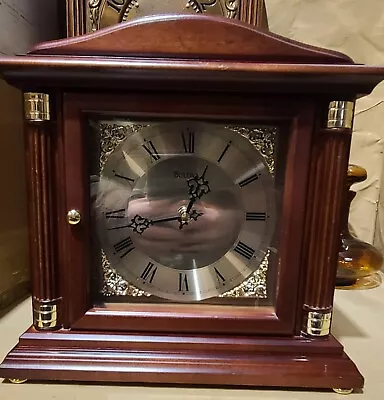 Bulova Bramley Ll Quartz Mantel Clock Westminster Chime Walnut Case. • $55.50