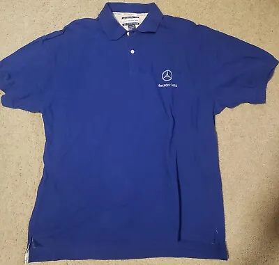 Mercedes Benz Polo Shirt Mens Large XXL Short Sleeve Embroidered Logo Blue • $24.72