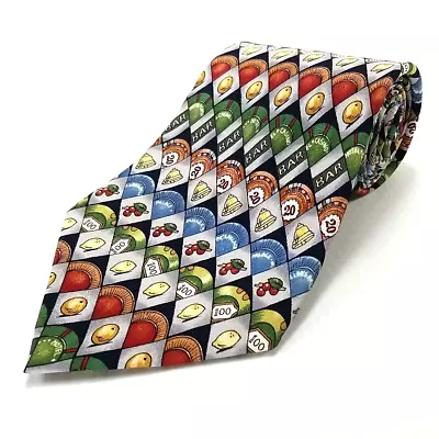 1995 Nicole Miller Luxury Graphic Tie Casino Slot Novelty Necktie Hand Sewn Silk • $9.58