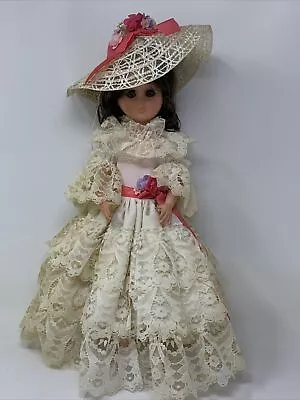 Vintage 17  Zanini Zambelli Doll ZZ White Ruffled Gown W/ Hat Italy • $25