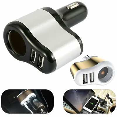 12V 2 Way Car Cigarette Lighter Socket Power Adapter Dual USB Port Charger Twin • £5.80