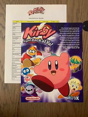 Nintendo Promo - KIRBY Right Back At Ya! Press Kit Flier - Promotional Item • $249