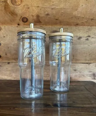 Mason Jar Drinking Glass W/ Lid & Straw - Hot Or Cold! 24oz • $14.99
