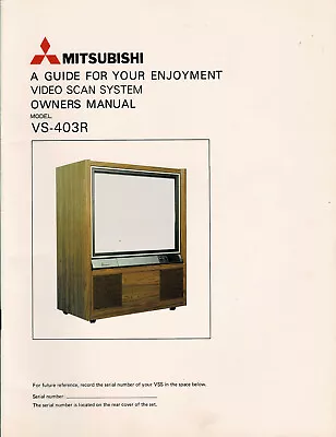 Vintage MITSUBISHI VS-403R Video Scan System OWNERS MANUAL • $5.99