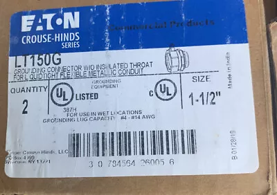 6pcs Crouse Hinds LT150G 1 1/2” Sealtite ConnectorsGrounded No Insulation • $165