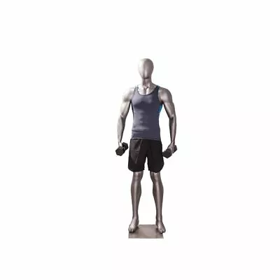 Male Adult Fiberglass Full Body Matte Gray Muscular Fitness Athletic Mannequin • $374.63