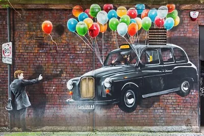 £85.49 • Buy Photo Wall Mural-GRAFFITI-(1397J)-NON WOVEN-Wallpaper-Street Art Air BalloonTaxi
