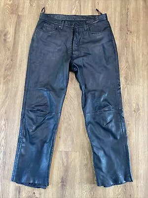 Verducci Men's Black Lined Leather Riding Pants - Size 34 • $39