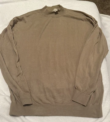 $18 • Buy VaBene Mens Beige Sweater Mock Turtleck Sz XXL Beige 45% Silk