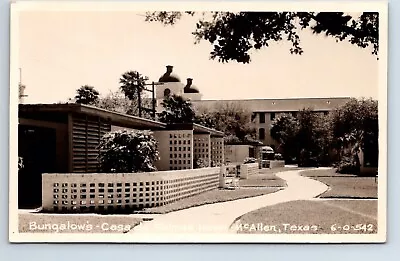 RPPC Real Photo Postcard Texas McAllen Bungalow's Case De Palmas Hotel • $12.50