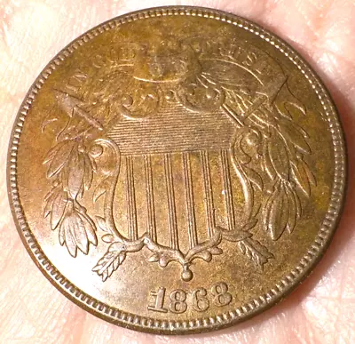U.S. OBSOLETE COIN-BLOWOUT: Beautiful XF? 1868 Two-Cent Piece Nice One COBM-5131 • $36