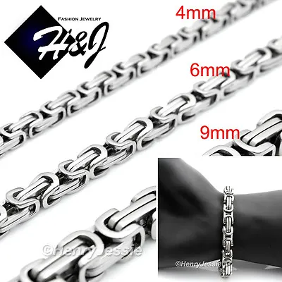 7 -11 MEN Stainless Steel 4mm/6mm/9mm Silver Byzantine Box Link Chain Bracelet • $12.99