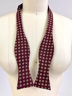 VTG Briar 100% English Silk Maroon Floral Polka  Dot Adjustable Self Tie Bow Tie • $40