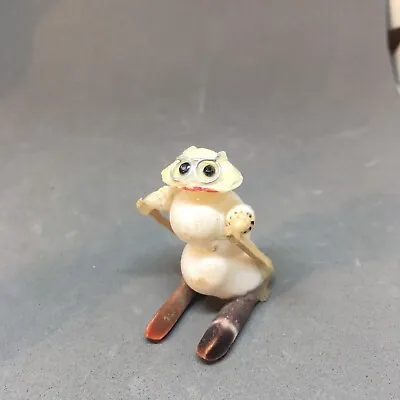 Vintage -Hand Crafted Sea Shell Doll - Skiing Figurine - Folk Art - Ski Figure • $8