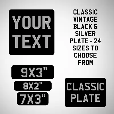 CLASSIC Black & Silver Flexible Vintage Motorcycle Motorbike Show Number Plate • £11.99