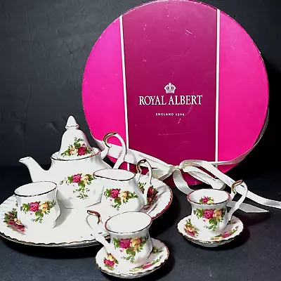 New Open Box Royal Albert Old Country Roses Le Petite Mini Tea Set 9 Pcs 2002 • $124