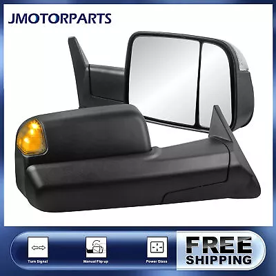 Pair Power Glass Tow Mirrors For 1994-1997 Dodge Ram 1500 2500 3500 W/Turn Light • $125.96