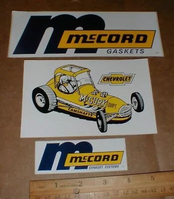 3 VTG McGurk McCord Camshafts Gaskets Chevrolet Drag Racing Decal Sticker Lot • $35.99