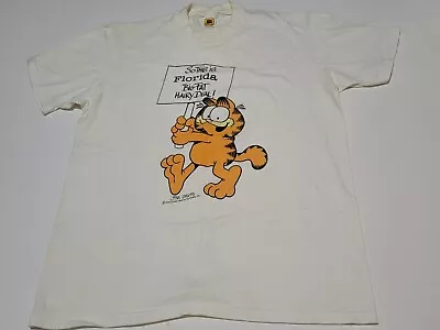 Vtg 1978 Garfield Florida T Shirt Single Stitch Velva Sheen Tag Adult Size Large • $34.95