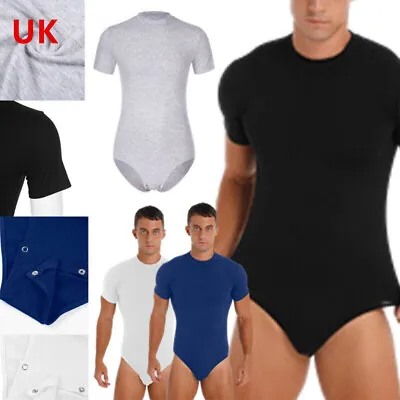 UK Mens Short Sleeve Jumpsuit Sport Singlet Leotard Underwear Wrestling Bodysuit • £20.30