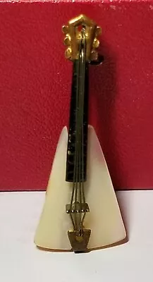 Vintage Mandolin Violin Mother Of Pearl Pin Brooch Marked Western Germany  • $15