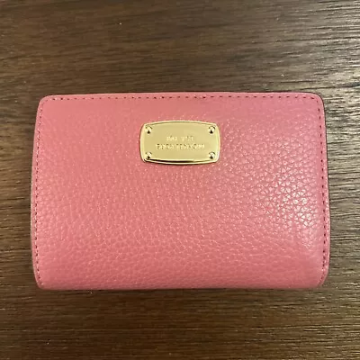 NEW Michael Kors Pink Mauve Pebbled Leather Wallet Credit Card Case W/Gold Logo • $44