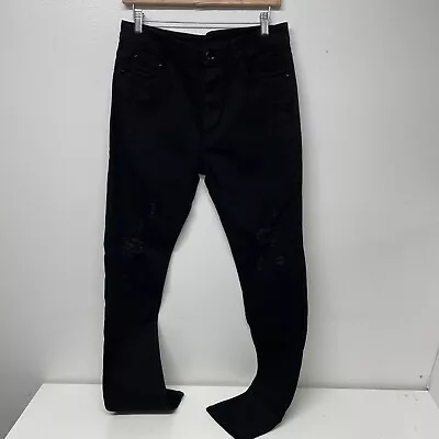 Unbranded Size 32 X31 Slim Men's Destroyed Black Jeans • $12.99