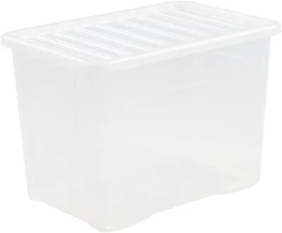 80 Litre Wham Crystal Storage Box With Lid Clear For Toys Clothing Decorations • £15.90