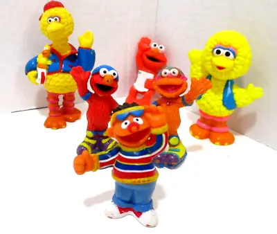 Vintage Sesame Street PVC Figures Cake Toppers Big Bird Elmo Ernie Lot Of 6 • $14.99