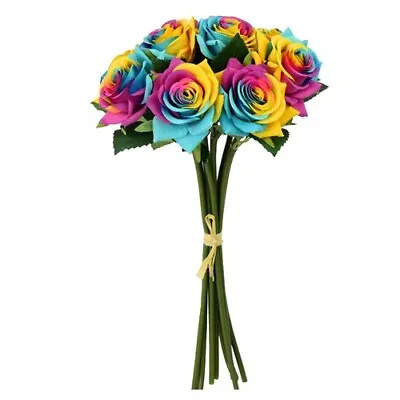Artificial Rainbow Rose Flowers - 7 Flower Stems • £11.99