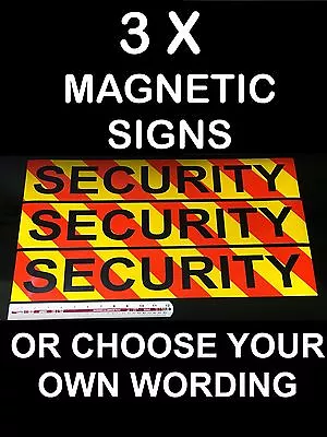 3 X Magnetic Van Car CHEVRON Signs SECURITY DOG UNIT HANDLER GUARDING YOUR WORDS • £29